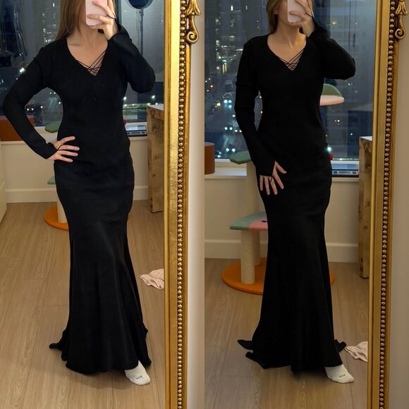 Vera Wang Dresses & Skirts - VERA WANG 90's Vintage Black Long Sleeve Evening Gown